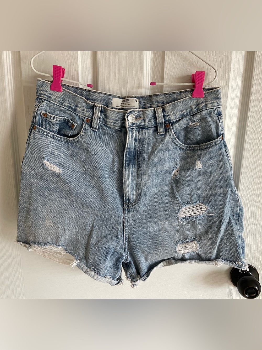 Ardene Light Blue Distressed High-Rise Jean Shorts